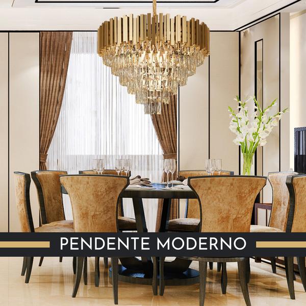 Imagem de Lustre Em Metal Dourado e Cristais 80CM Sindora