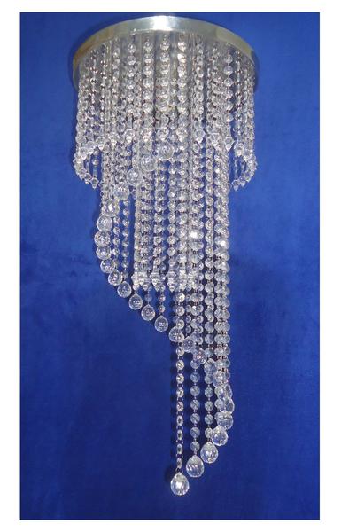 Lustre Espiral Crist. Acril 75cm Base 35cm P/1lamp 226014esf - RV LUSTRES Imagem de Lustre Espiral Crist. Acril 75cm Base 35cm P/1lamp 226014esf