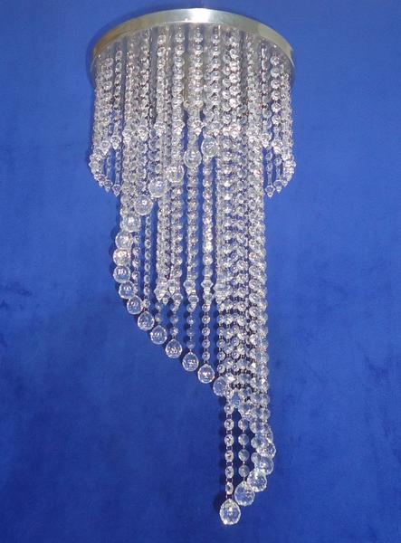 Lustre Espiral Crist. Acril 75cm Base 35cm P/1lamp 226014esf - RV LUSTRES Imagem de Lustre Espiral Crist. Acril 75cm Base 35cm P/1lamp 226014esf