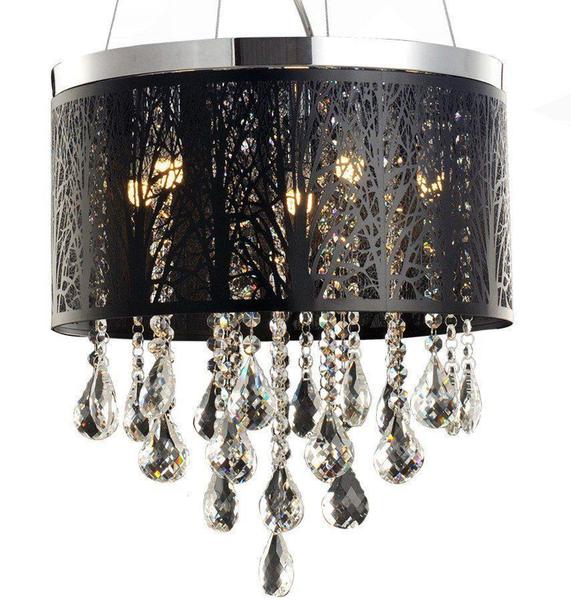 Imagem de Lustre Estampado Duquesa Florestta - Preto Fosco - Base G9 - Avant