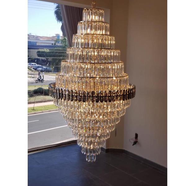 Imagem de Lustre Gigante 180cm Design Camadas Refletido Formosa