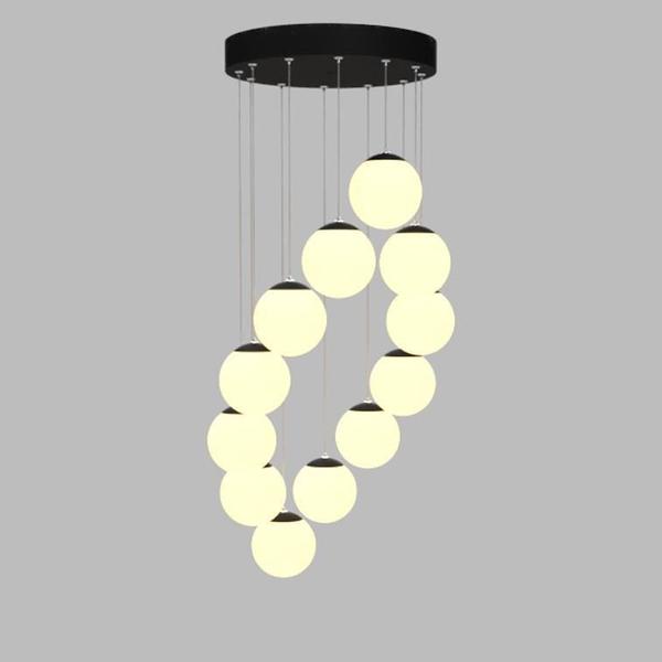 Imagem de Lustre Grande Pendente Medusa Preto - 12 Globos Vidro Branco