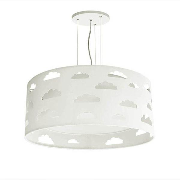 Imagem de Lustre Infantil Luminária Pendente Nuvens Recortes Cinza 40x16