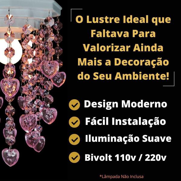 Imagem de Lustre Infantil Moderno com Base e Pingentes Rosa