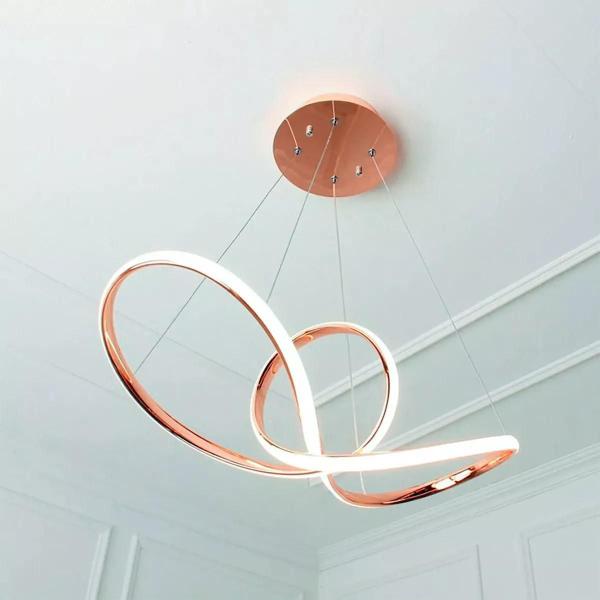 Imagem de Lustre Infinito Rosé Moderno 35w Bivolt Muda de Cor