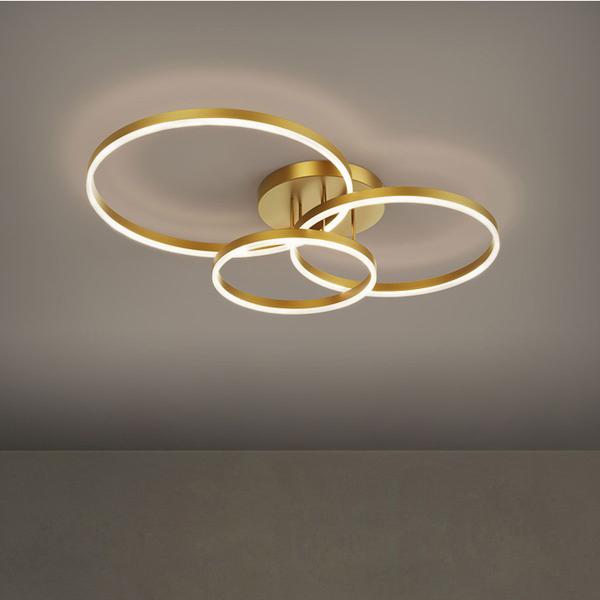 Imagem de Lustre Led Luminaria 3 em 1 Arco Infinito Orbital Perfil Luxo Moderno Decorativo Sala Quarto Recepçao Iluminaçao Ambiente Comercial Residencial