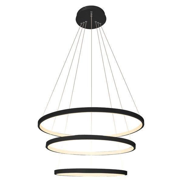 Lustre Led Moderno Pendente Anéis Led 89W 3 Arcos Preto - Brinovar Imagem de Lustre Led Moderno Pendente Anéis Led 89W 3 Arcos Preto