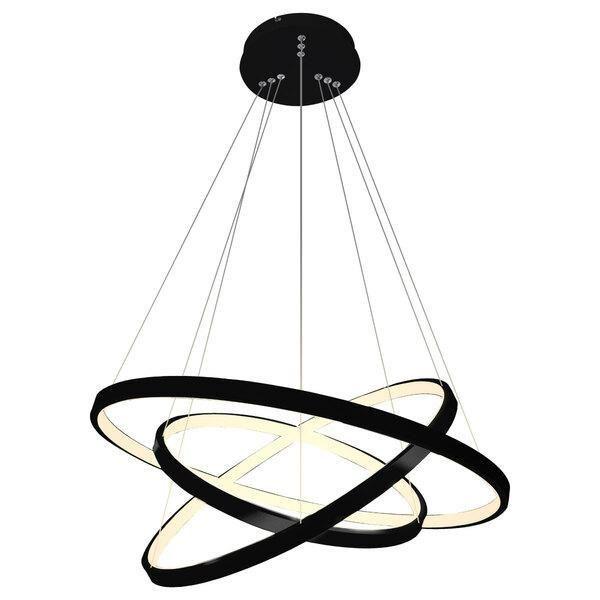Lustre Led Moderno Pendente Anéis Led 89W 3 Arcos Preto - Brinovar Imagem de Lustre Led Moderno Pendente Anéis Led 89W 3 Arcos Preto