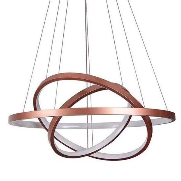 Lustre Led Moderno Pendente Anéis Led 89W 3 Arcos Rose - Brinovar Imagem de Lustre Led Moderno Pendente Anéis Led 89W 3 Arcos Rose