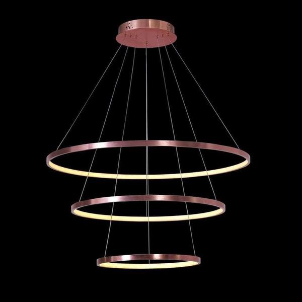 Lustre Led Moderno Pendente Anéis Led 89W 3 Arcos Rose - Brinovar Imagem de Lustre Led Moderno Pendente Anéis Led 89W 3 Arcos Rose