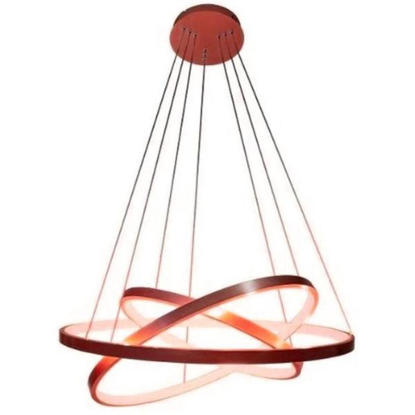 Lustre Led Moderno Pendente Anéis Led 89W 3 Arcos Rose - Brinovar Imagem de Lustre Led Moderno Pendente Anéis Led 89W 3 Arcos Rose