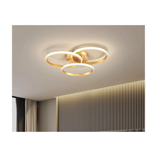 Imagem de Lustre Luminaria De Led 3 Anéis / Arcos 45Cm Dourado 60W