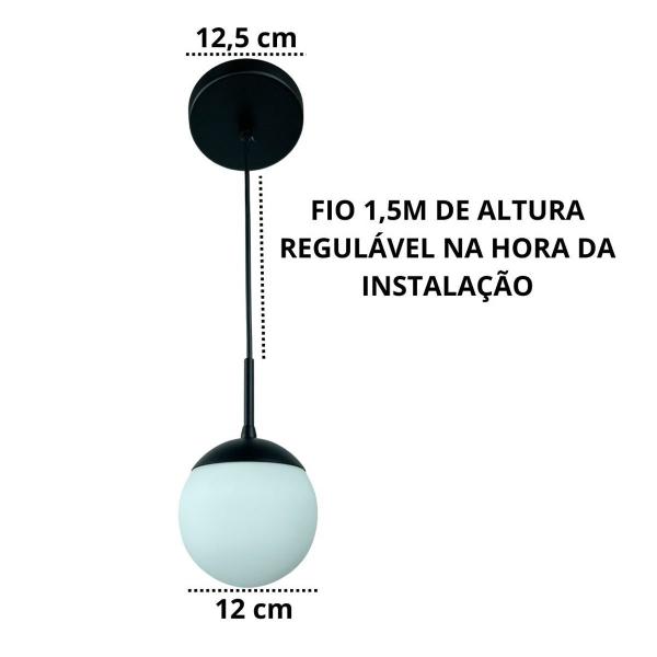 Imagem de Lustre Luminaria de Teto Pendente Jabuticaba alúminio 1 Globo Vidro Bivolt