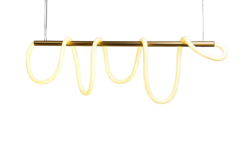 Imagem de Lustre Luminária Pendente Corda 95cm Dourado 60w 3.000K Bivolt - Com Led