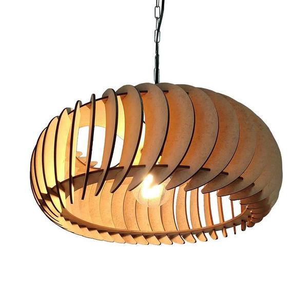 Imagem de Lustre Luminária Pendente De Madeira Mdf Mod Sophia G