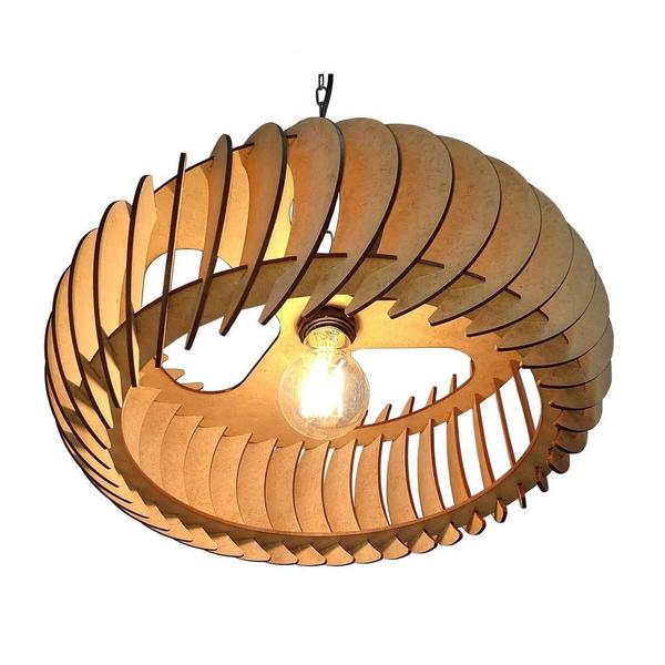 Imagem de Lustre Luminária Pendente De Madeira Mdf Mod Sophia G