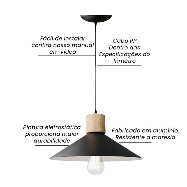 Imagem de lustre Luminária Pendente de teto Panamá Quarto Sala Cozinha