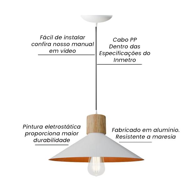 Imagem de lustre Luminária Pendente de teto Panamá Quarto Sala Cozinha