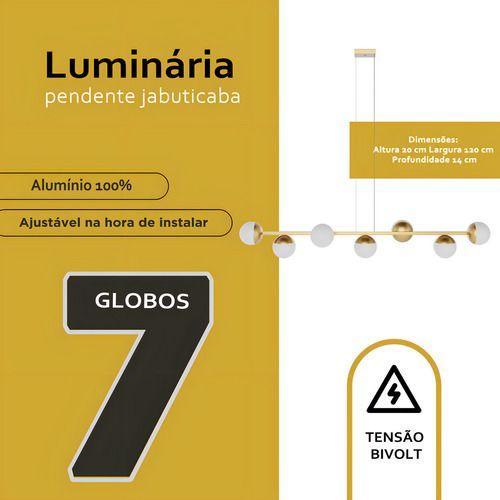 Imagem de Lustre Luminaria Pendente de Teto Sala de jantar Jabuticaba 7 Globos Vidro Bivolt