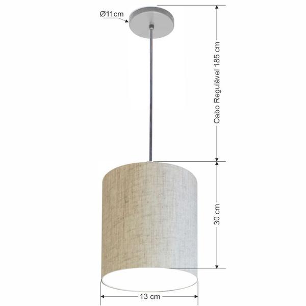 Imagem de Lustre Luminária Pendente Vivare Free Lux PE-4102CZ Cúpula em Tecido 13x30cm