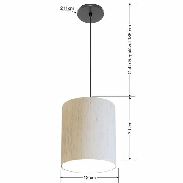 Imagem de Lustre Luminária Pendente Vivare Free Lux PE-4102PR Cúpula em Tecido 13x30cm