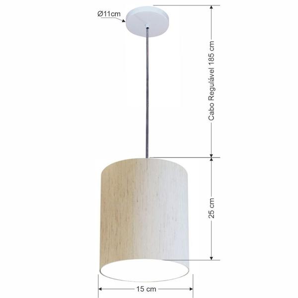 Imagem de Lustre Luminária Pendente Vivare Free Lux PE-4104BR Cúpula em Tecido 15x25cm