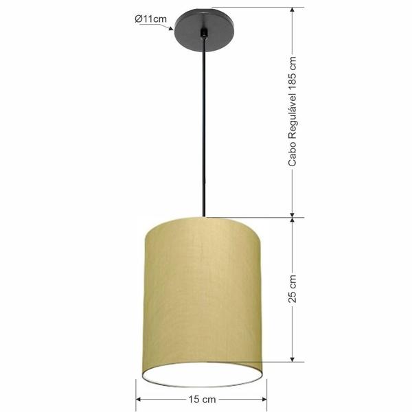 Imagem de Lustre Luminária Pendente Vivare Free Lux PE-4104PR Cúpula em Tecido 15x25cm