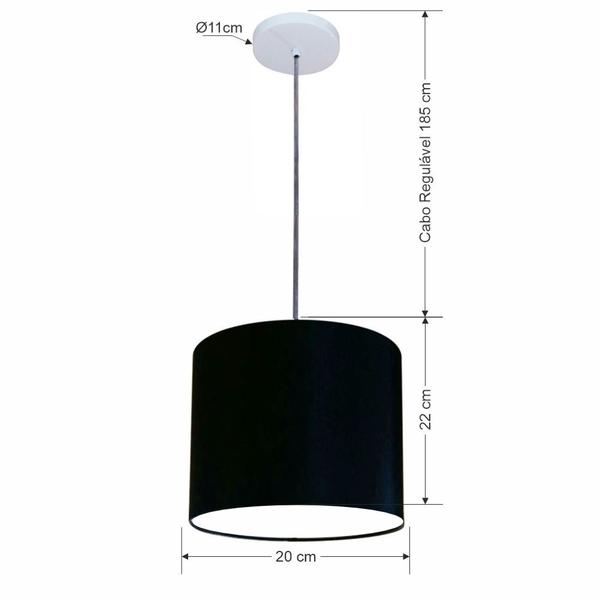 Imagem de Lustre Luminária Pendente Vivare Free Lux PE-4105BR Cúpula em Tecido 20x22cm