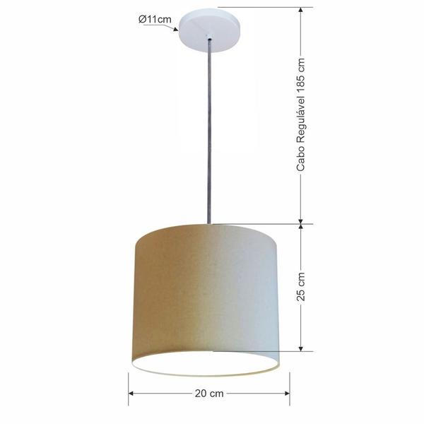 Imagem de Lustre Luminária Pendente Vivare Free Lux PE-4106BR Cúpula em Tecido 20x25cm