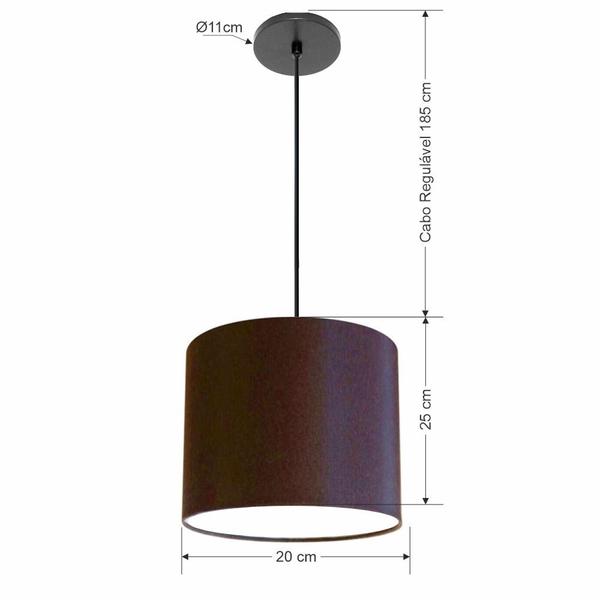 Imagem de Lustre Luminária Pendente Vivare Free Lux PE-4106PR Cúpula em Tecido 20x25cm