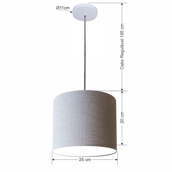 Imagem de Lustre Luminária Pendente Vivare Free Lux PE-4107BR Cúpula em Tecido 25x20cm