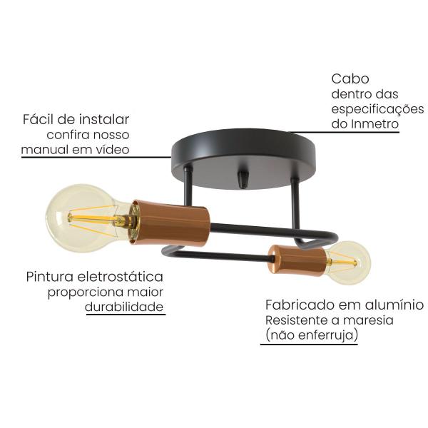 Lustre Luminária Sputnik Aranha 2 Braços Quarto Sala Cozinha - Ilustre Lar Imagem de Lustre Luminária Sputnik Aranha 2 Braços Quarto Sala Cozinha