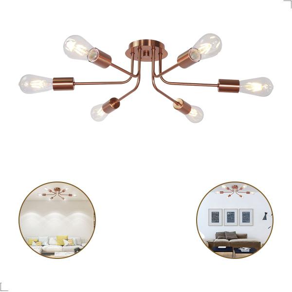 Imagem de Lustre Luminária Sputnik Aranha 6 Braços Quarto Sala Cozinha Plafon Aster 6xE27