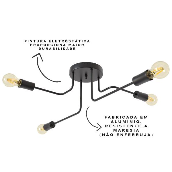 Imagem de Lustre Luminária Sputnik Assimétrico 6 Braços Sala Cozinha