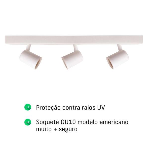 Imagem de  Lustre Luminária Trilho Eletrificado 3 Spots LED Direcionável Articulado E27 Bivolt Sala Quarto