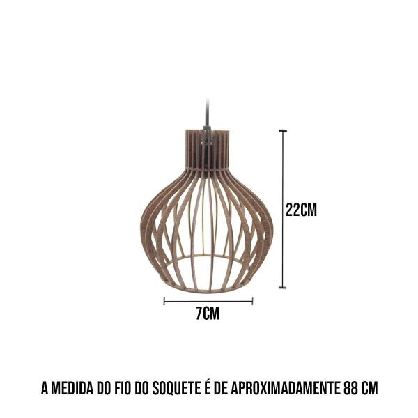 Imagem de Lustre Luminoso Pendente Teto Varanda Turin Mdf E27-21X18Cm