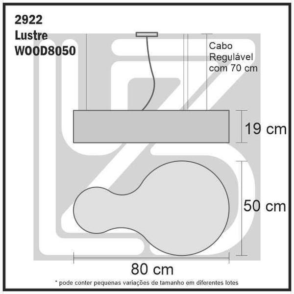 Imagem de Lustre Madeira Grande Forma Orgânica Wood8050 - Jequitibá