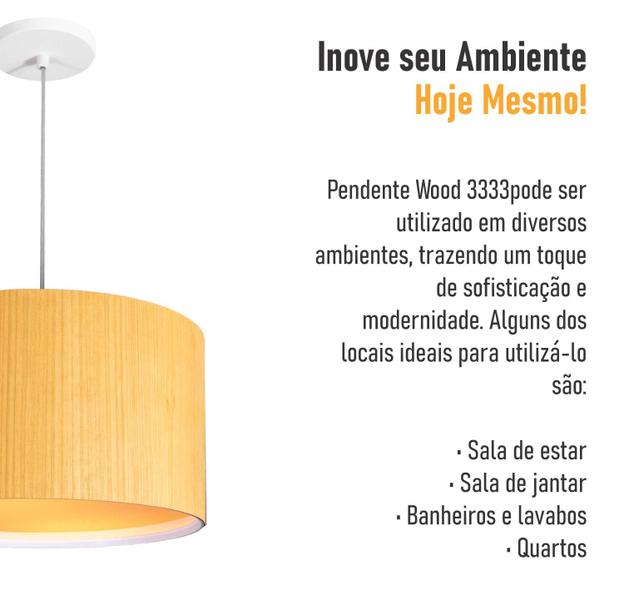 Imagem de Lustre Madeira Natural Grande Redondo 33cm - WOOD 33