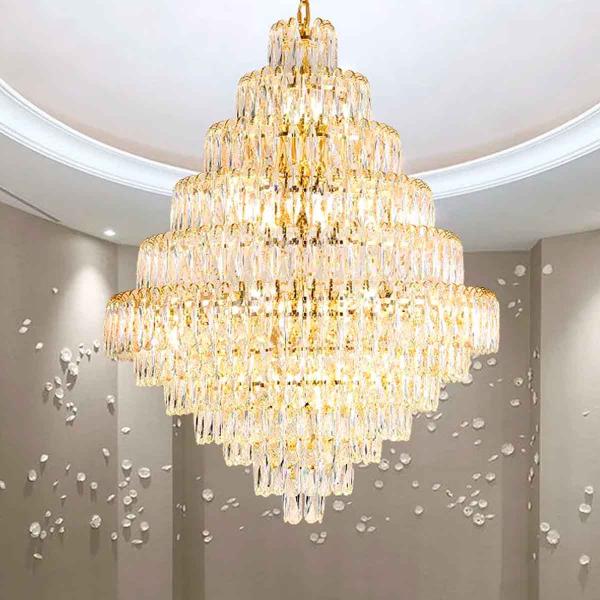 Imagem de Lustre Moçambique Dourado Com Cristal Champagne 34 Lampadas E14 Eletrorastro