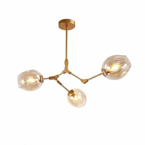 Imagem de Lustre Orbe Connettori Dourado e Vidro Conhaque Ø69,5cm Mais Luz