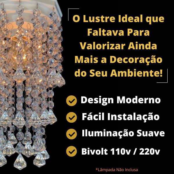 Imagem de Lustre para Banheiro Luminárias de Teto Decorar Casa Iluminar Ambiente Design Moderno 17x30cm 