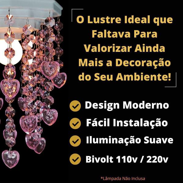 Imagem de Lustre Para Decoração De Festa Infantil Tema Corações Rosa Luminária para Decorar Quarto de Menina Bebê