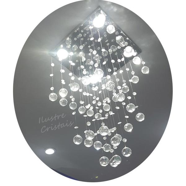 Imagem de Lustre Para Sala De Cristal Legítimo K9 Base Inox 40 Cm Alt