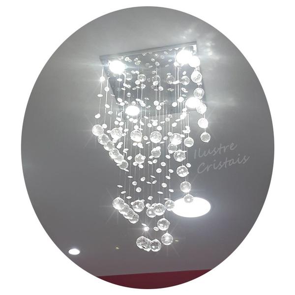 Lustre Para Sala De Cristal Legítimo K9 Base Inox 40 Cm Alt - ilustre cristais Imagem de Lustre Para Sala De Cristal Legítimo K9 Base Inox 40 Cm Alt