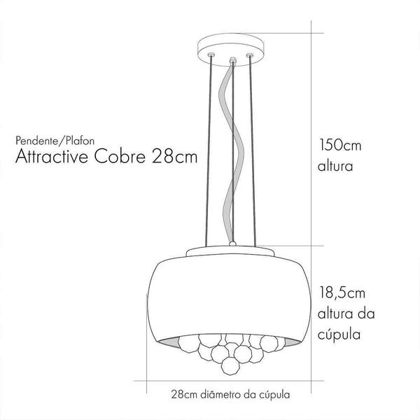 Imagem de Lustre Para Sala de Jantar Pendente Plafon em Vidro e Cristal Attractive Cobre 28cm G9 Lustre Design Moderno Sala Quarto