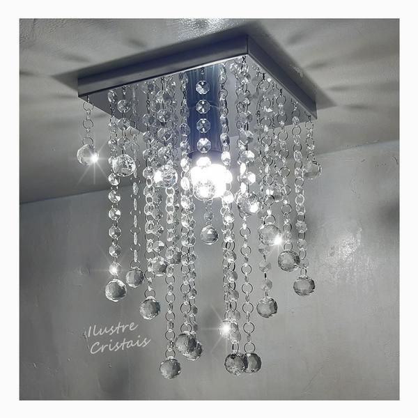 Imagem de Lustre Para Sala Quarto De Cristal Acrílico 20x20 e 30 cm Altura Soq E27