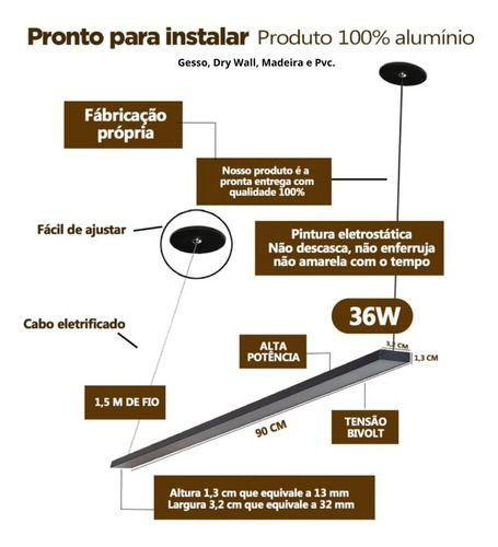 Imagem de Lustre Pedente de Teto Luminaria de Sala Moderno 90cm Com Led Slim Integrado 36w