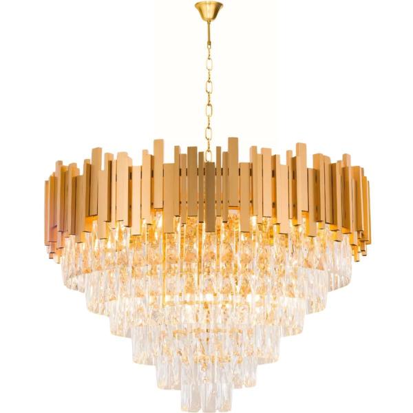 Imagem de Lustre Pendente 100X80Cm Vana Gold 242 Cristais 15 E14