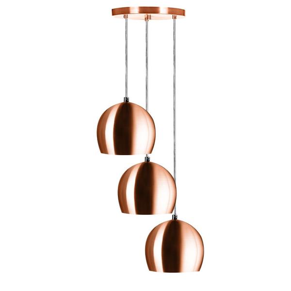 Imagem de Lustre Pendente Aluminio Bola Triplo 15cm New Cobre