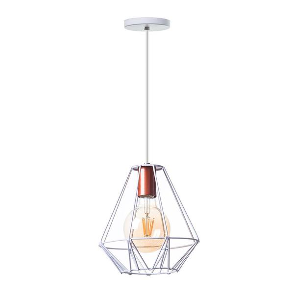 Imagem de Lustre Pendente Aramado Cristal 24 Cm Branco Decorações